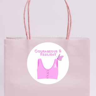 Sticker Rond Soutien-gorge de cancer du sein courageux et résil