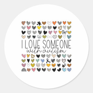 Sticker Rond Soutien Sensibilisation sur l'autisme J'Aime Quelq