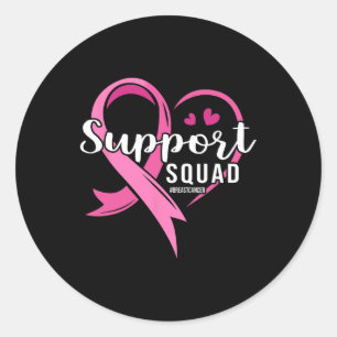 Sticker Rond Soutien Squad Cute Heart Sensibilisation au cancer