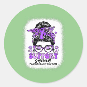 Sticker Rond Soutien super Squad Messy Bun Cancer du Pancréas