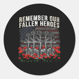 Sticker Rond Souvenez-vous de nos héros tombés Mémoire du solda