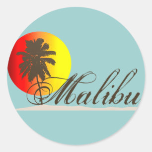 Sticker Rond Souvenir de Malibu la Californie