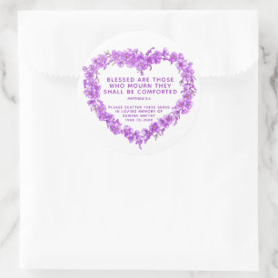 Sticker Rond Souvenir funéraire cadeau violet wreath semence