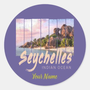 Sticker Rond Souvenir indien de l'Ocean vintage sunset