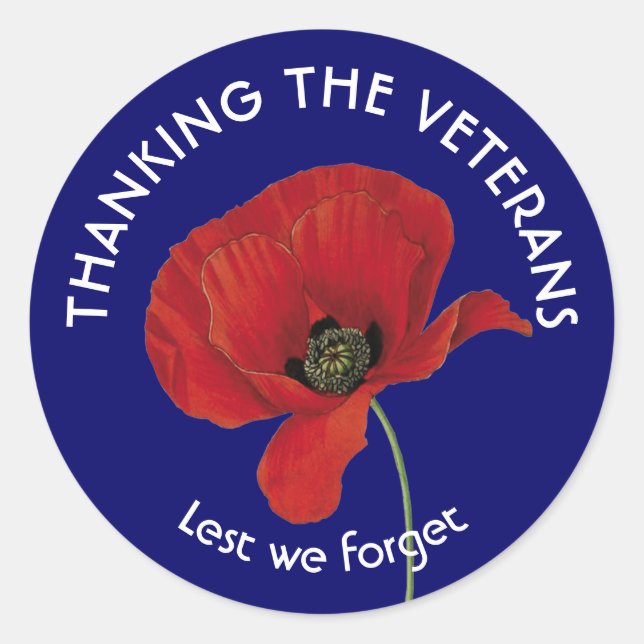 Sticker Rond Souvenir | Jour de l'armistice | VÉTÉRANS | Poppy (Devant)