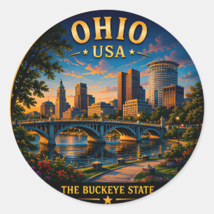 Sticker Rond Souvenirs de vacances à Ohio Downtown 🟡