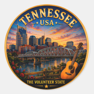 Sticker Rond Souvenirs de vacances à Tennessee Nashville 🟡