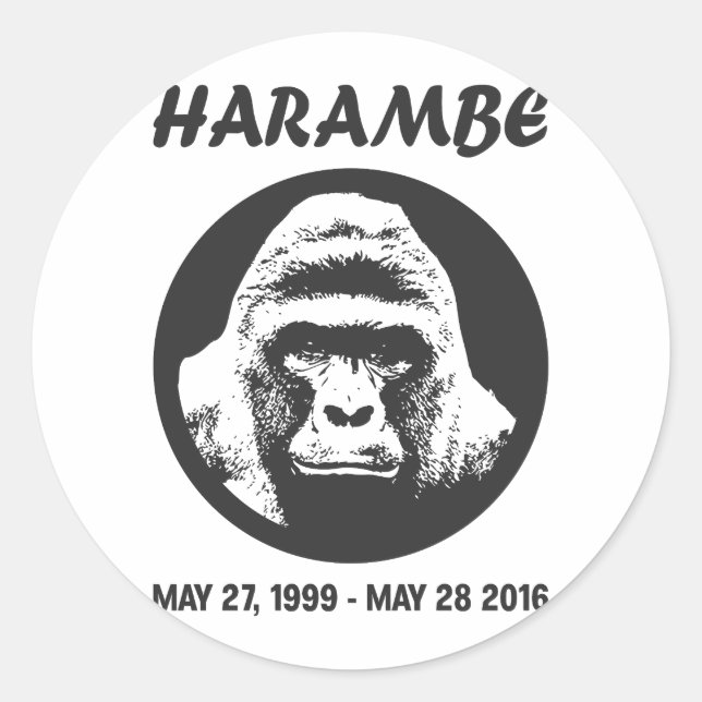 Sticker Rond Souviens-toi de Harambe (Devant)