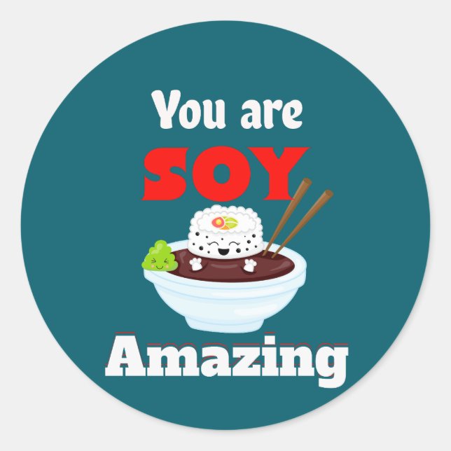 Sticker Rond Soy extraordinaire Kawaii Sushi (Devant)