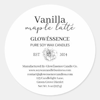Sticker Rond Soy Wax Candle Label Flower Vanilla Maple