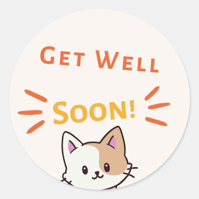 Sticker Rond Soyez bien vite message avec le chat mignon (Devant)