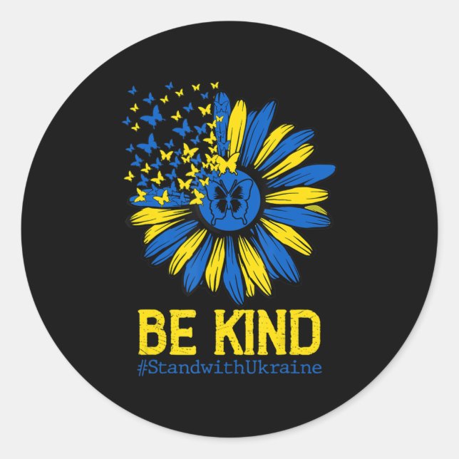 Sticker Rond Soyez comme l'Ukraine Reste avec l'Ukraine tournes (Devant)