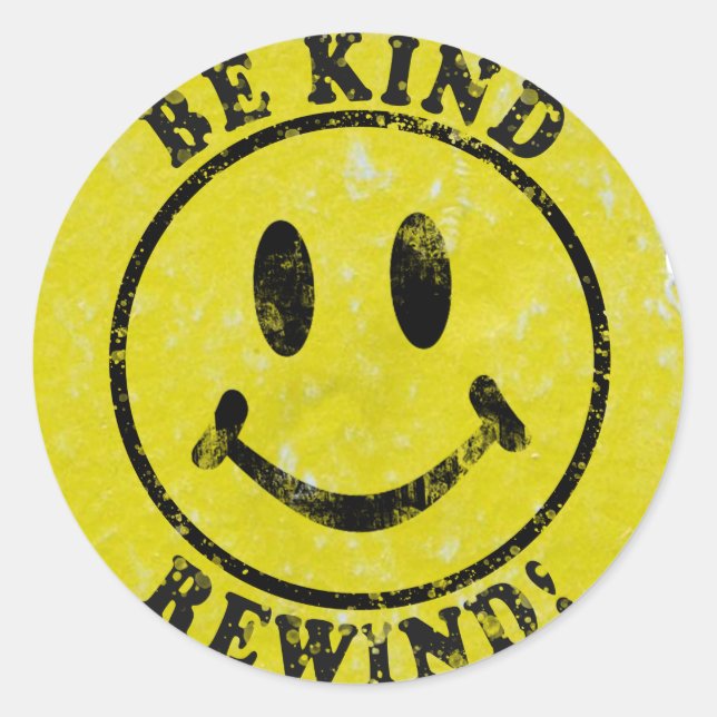 Sticker Rond Soyez comme Rewind Rewind Retro Location vidéo (Devant)