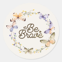 Soyez Courageux, Papillons Jaunes Violets Wreath