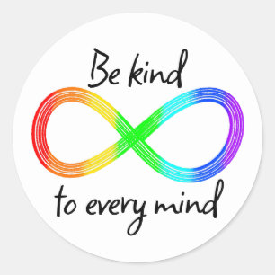 Sticker Rond Soyez gentil avec chaque esprit - Autisme Acceptat