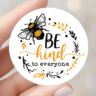 Sticker Rond Soyez gentil avec tout le monde Abeille à miel mig
