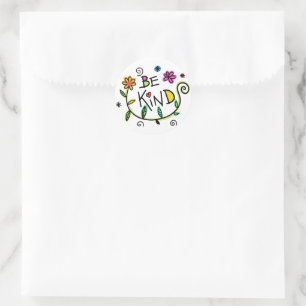 Sticker Rond Soyez gentil Citer Mignonne Typographie