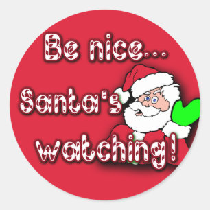 Sticker Rond Soyez… l'observation gentille de Père Noël ! L