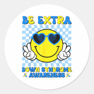 Sticker Rond Soyez Un Sourire Supplémentaire Visage Vers Le Bas