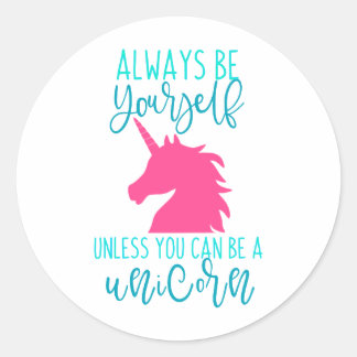 Sticker Rond Soyez une licorne