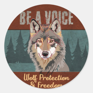 Sticker Rond Soyez une voix - Protection et liberté du loup