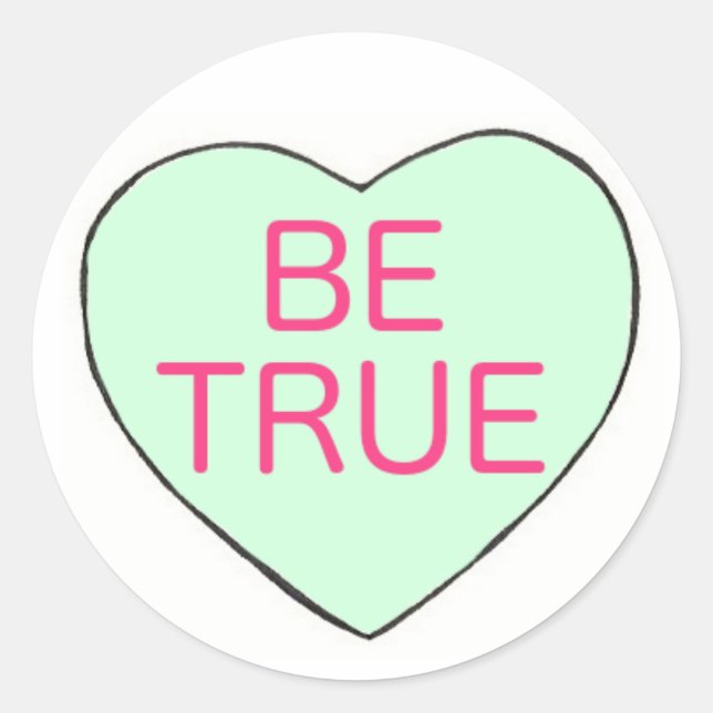 Sticker Rond Soyez Vrai Valentine Mint Green Candy Heart Love (Devant)