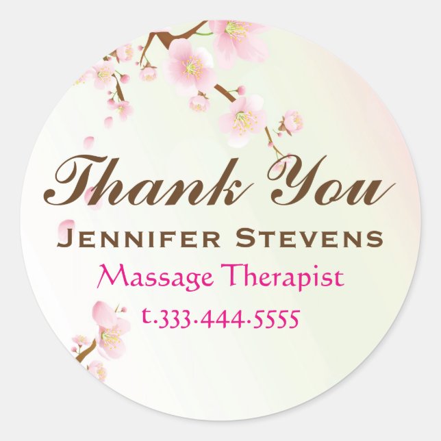 Sticker Rond Spa Naturel En Fleur De Cerisier Rose Et Blanc (Devant)