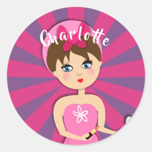 Sticker Rond Spa Pamper Girly Kids mignonne Bonne fête d'anniv