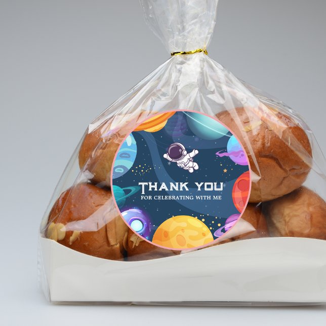 Sticker Rond Space Adventure : Blue Astronaut Anniversaire de e (In use)