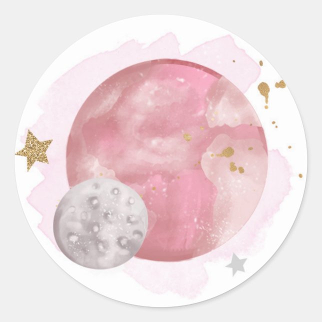 Sticker Rond Space Planètes Galaxy Favoriser Cupcake Cadeau (Devant)