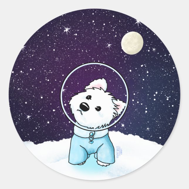 Sticker Rond Space Westie (Devant)