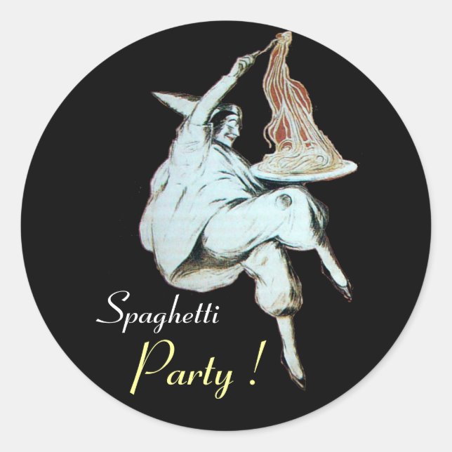 Sticker Rond SPAGHETTI PARTY ITALIAN KITCHEN, RESTAURANT noir (Devant)