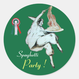Sticker Rond SPAGHETTI PARTY ITALIAN KITCHEN, RESTAURANT vert