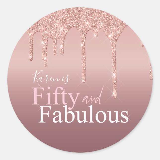 Sticker Rond Sparkle Cinquante et Fabulous Parties scintillant  (Devant)