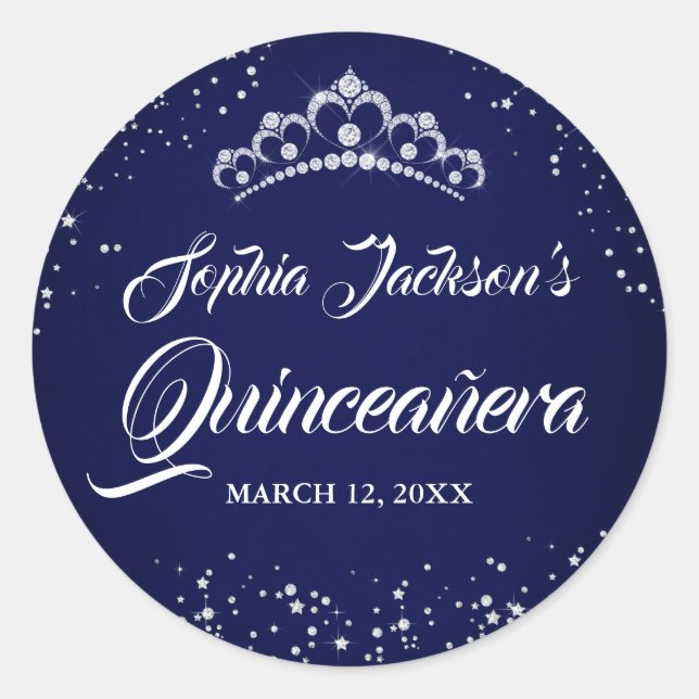 Sticker Rond Sparkle Diamond Argent de la Marine Tiara Quincean (Devant)