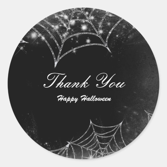 Sticker Rond Sparkling Spiderwebs Fête d'Halloween Favoriser (Devant)