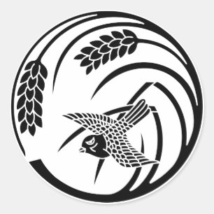 Sticker Rond Sparrow in rice-plant