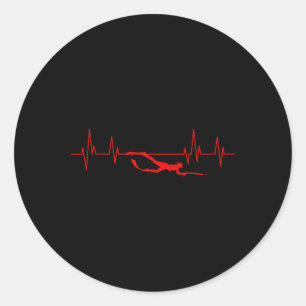 Sticker Rond SpearFishing Heartbeat Plongée Spearpêchman Hunti