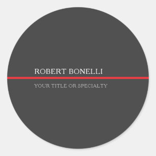 Sticker Rond Spécial Unique Gris Rouge Élégant Moderne