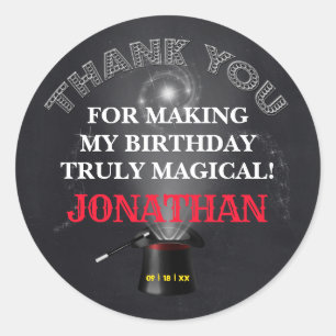 Sticker Rond Spectacle magique Merci d'anniversaire