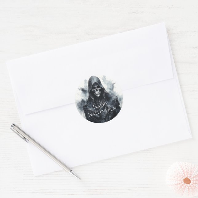 Sticker Rond Spectre éffrayant (Enveloppe)