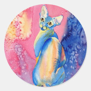 Sticker Rond Sphynx Cat #2