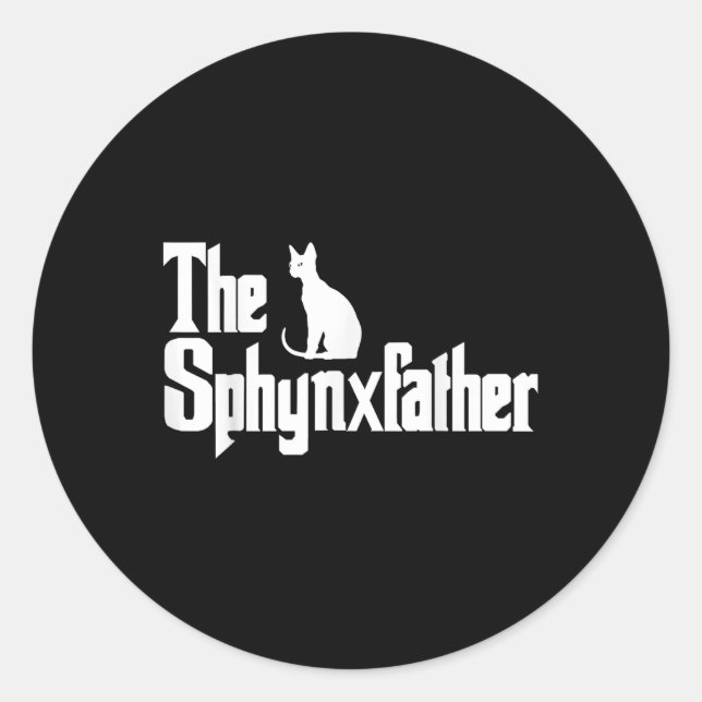 Sticker Rond Sphynxfather Funny Chat Papa Chemise Hommes Sphynx (Devant)