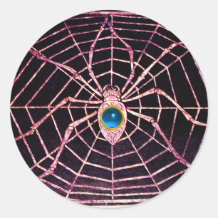 Sticker Rond SPIDER ET WEB Sapphire Bleu Noir