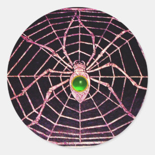 Sticker Rond SPIDER ET WEB Vert Émeraude Noir