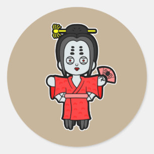 Sticker Rond Spider Lady Jorogumo - Yokai japonais
