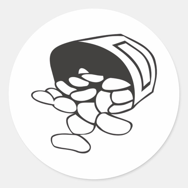 Sticker Rond Spilled Beans Black and White Outline (Devant)