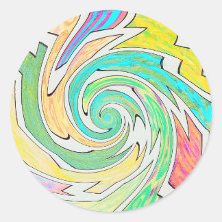 Sticker Rond Spiral Caught in Colorful Maze