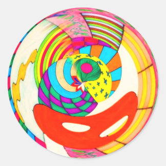 Sticker Rond Spirale de lignes et de couleurs