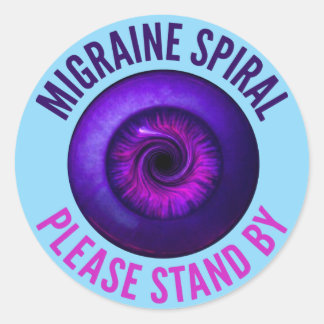 Sticker Rond Spirale de migraine : Veuillez patienter